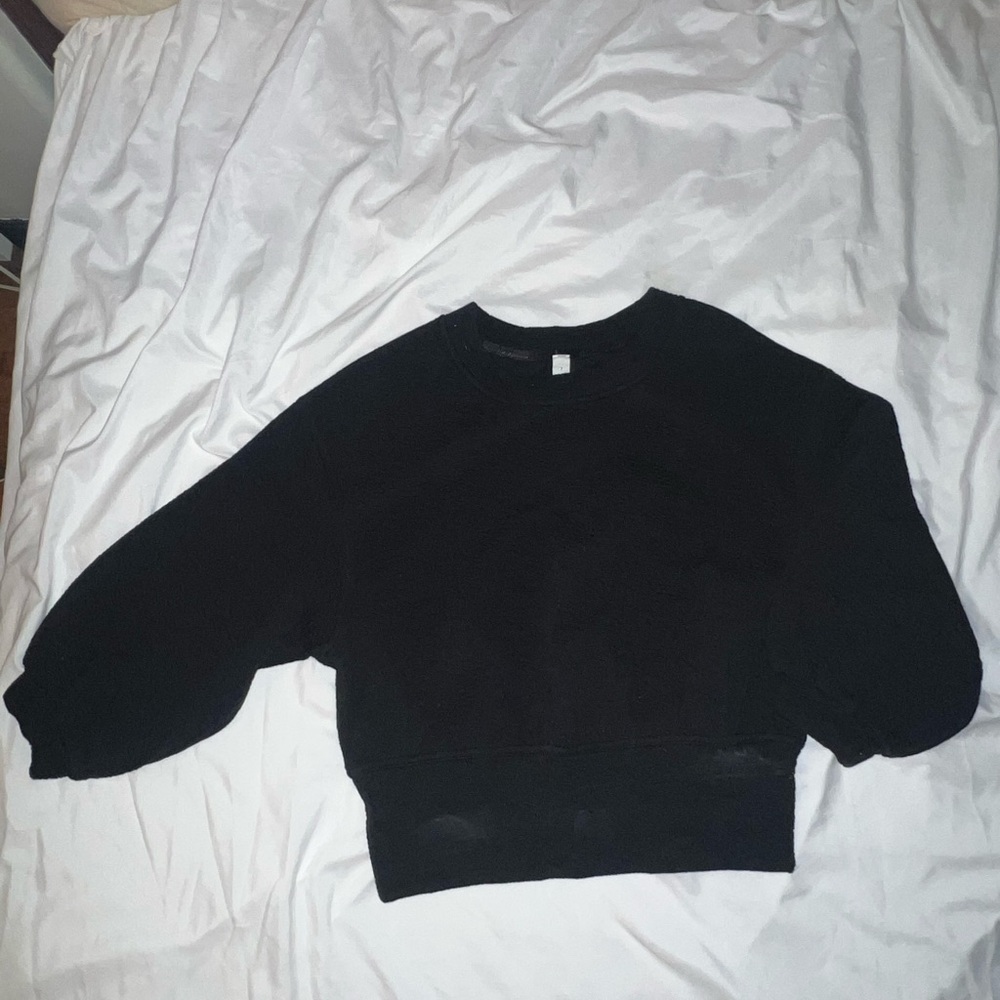 Lululemon Black Crew Neck Sweater with Puff Sleeves